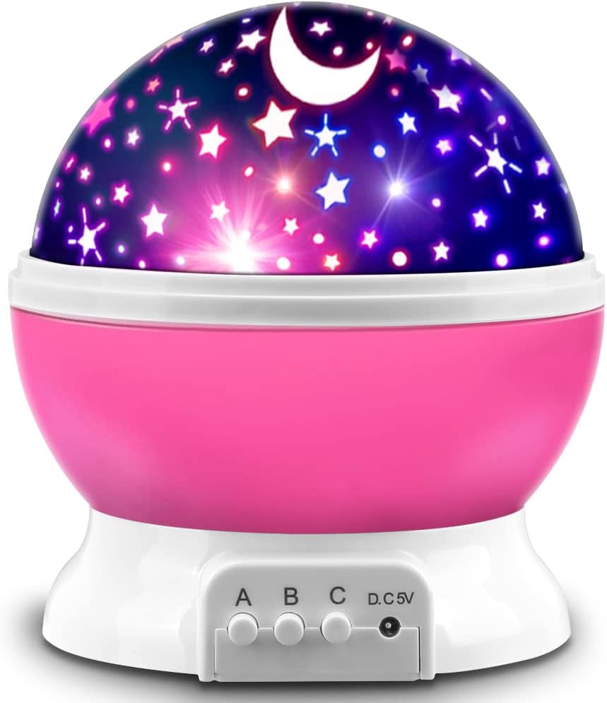 MOKOQI Star Projector Night Lights for Kids – Fun Gifts for 1-4-6-14 Year Old Girls Night Light Projector Rotating Star Sky Moon Light Projector for Kids Bedroom Decor -Pink
