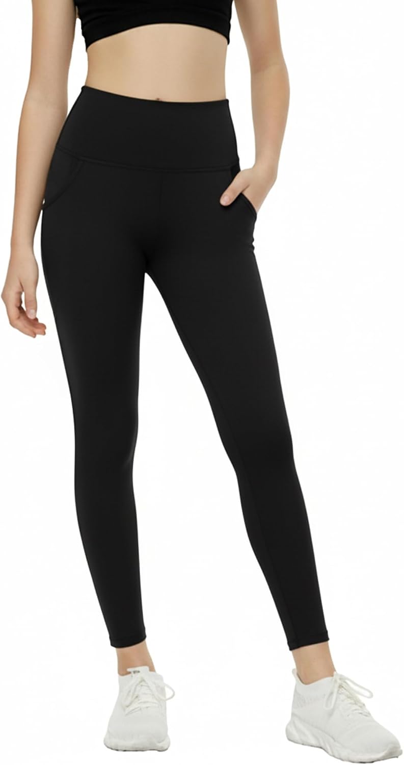 Girls Leggings with Pockets-Kids Soft High Waist Athletic Workout Dance Running Yoga Pants for 6-14Years