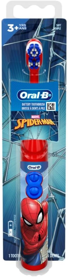Oral-B Kid’s Battery Toothbrush Featuring Marvel’s Spiderman, Soft Bristles, for Kids 3+