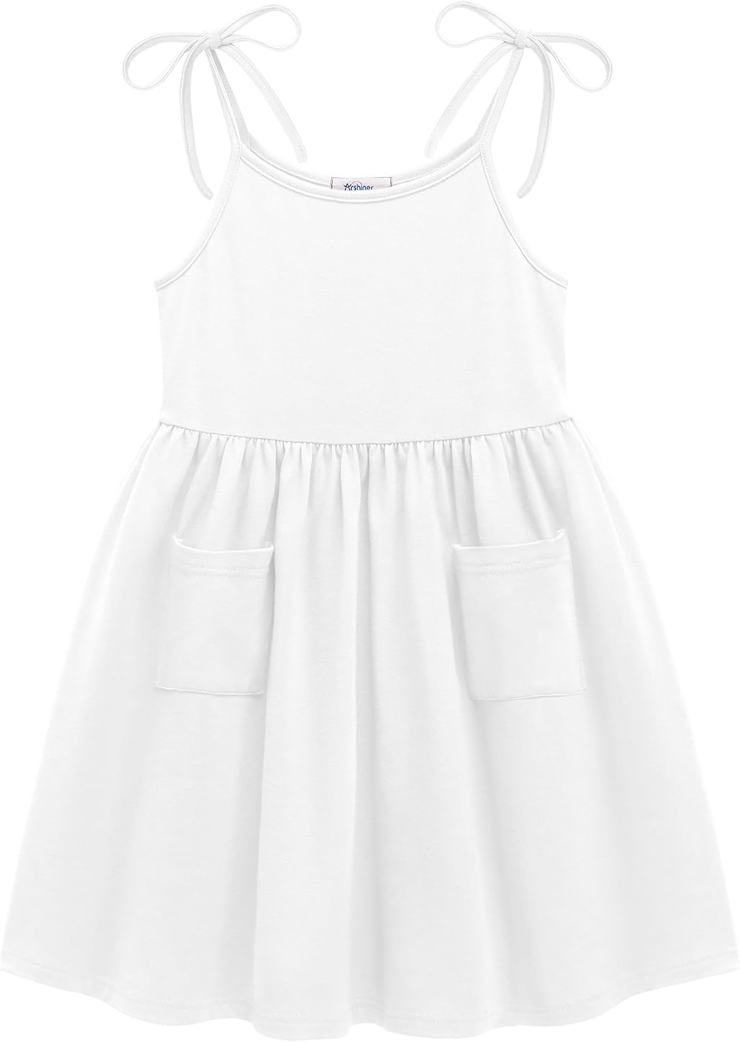Arshiner Toddler Summer Dress Little Girls Sleeveless Bowknot Sundress Casual Beach Party Dresses with Pocket