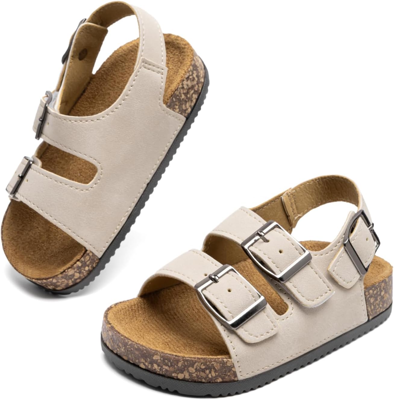 Kids’ Double-Strap Cork Sandals: Closed-Toe Summer Shoes for Indoor & Outdoor, Comfortable Footwear for Toddlers