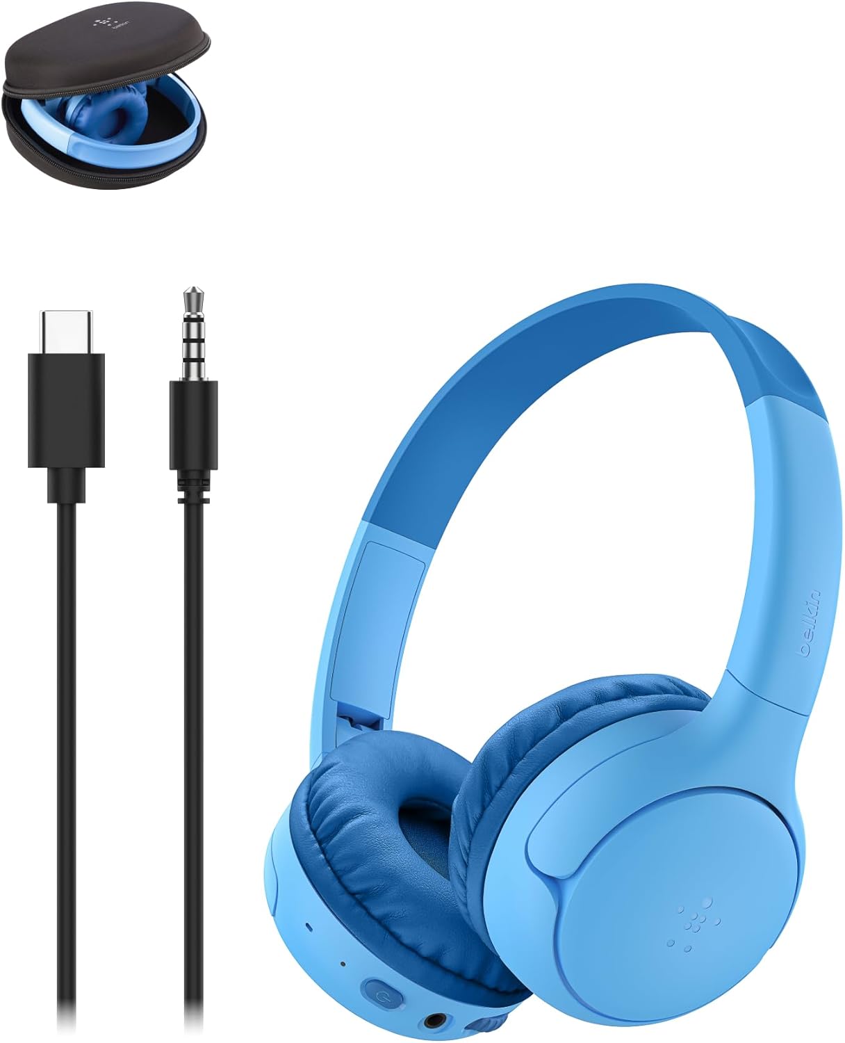 Belkin SoundForm Mini 2 Wireless Kids Bluetooth Headphones – On-Ear Earphones w/ 55H Battery Life, 85dB Safe Volume Limit, Built-in Microphone – Toddler Headphones for iPad, Tablet, School, Travel