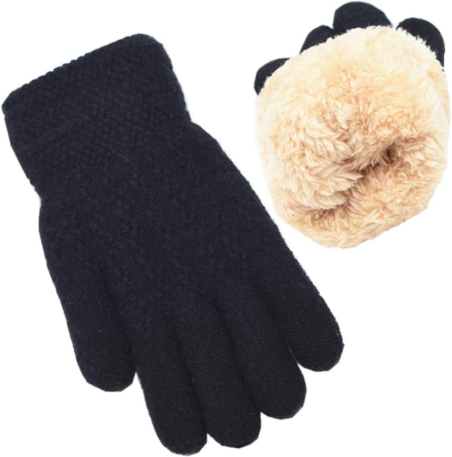 FENELY Winter Gloves for Boys Girls – Kids Warm Knit Thermal Cable Knitted Gloves Wool Fleece Lined Mittens for Cold Weather