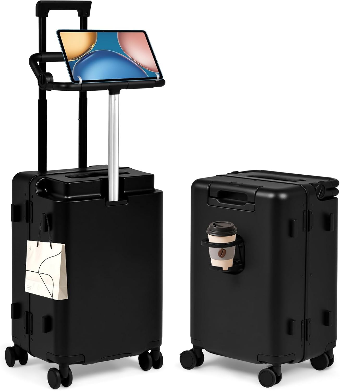Kids Ride-On Luggage with Adjustable Safety Seat, 20 Inch Carry On Suitcase with 360° Silent Wheels, Cup & Tablet Holder, TSA Lock, For Toddlers to Adults, 200lbs Support, Lightweight Travel Suitcase