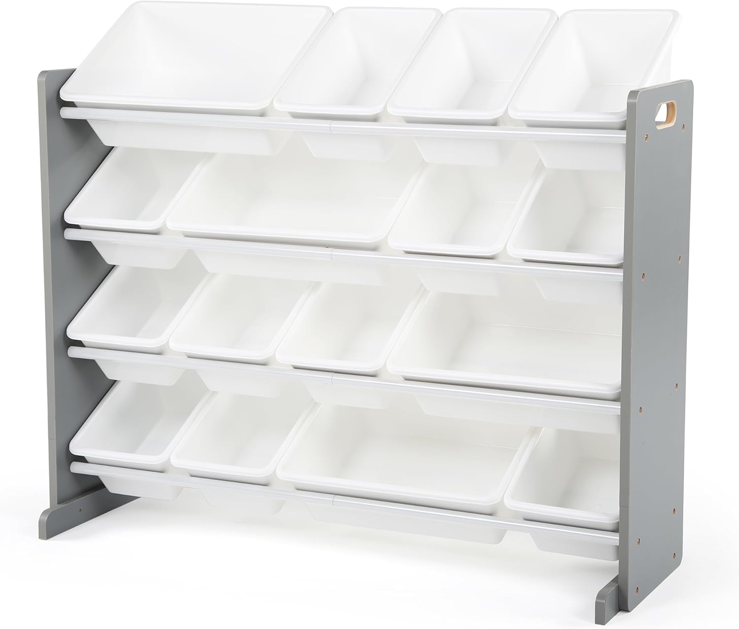 Humble Crew Toy Storage Organizer with 16 Removable Storage Bins for Kids Playroom, 4-Tier Toddler Toy Organization and Storage, Grey/White