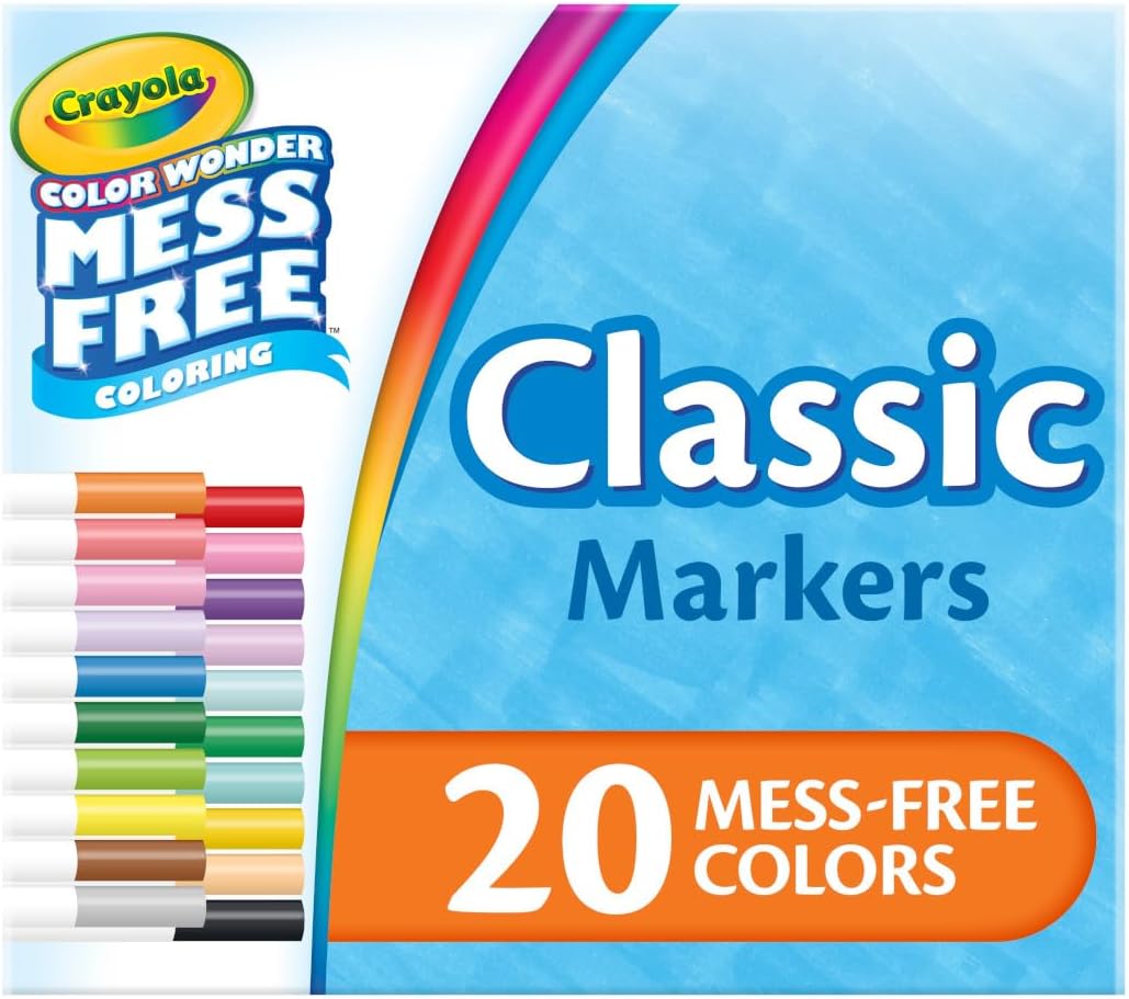 Crayola Color Wonder Marker Refill Set (20ct), Mess Free Broad Line Markers for Toddlers, Mess Free Coloring for Kids, Toddler Gifts