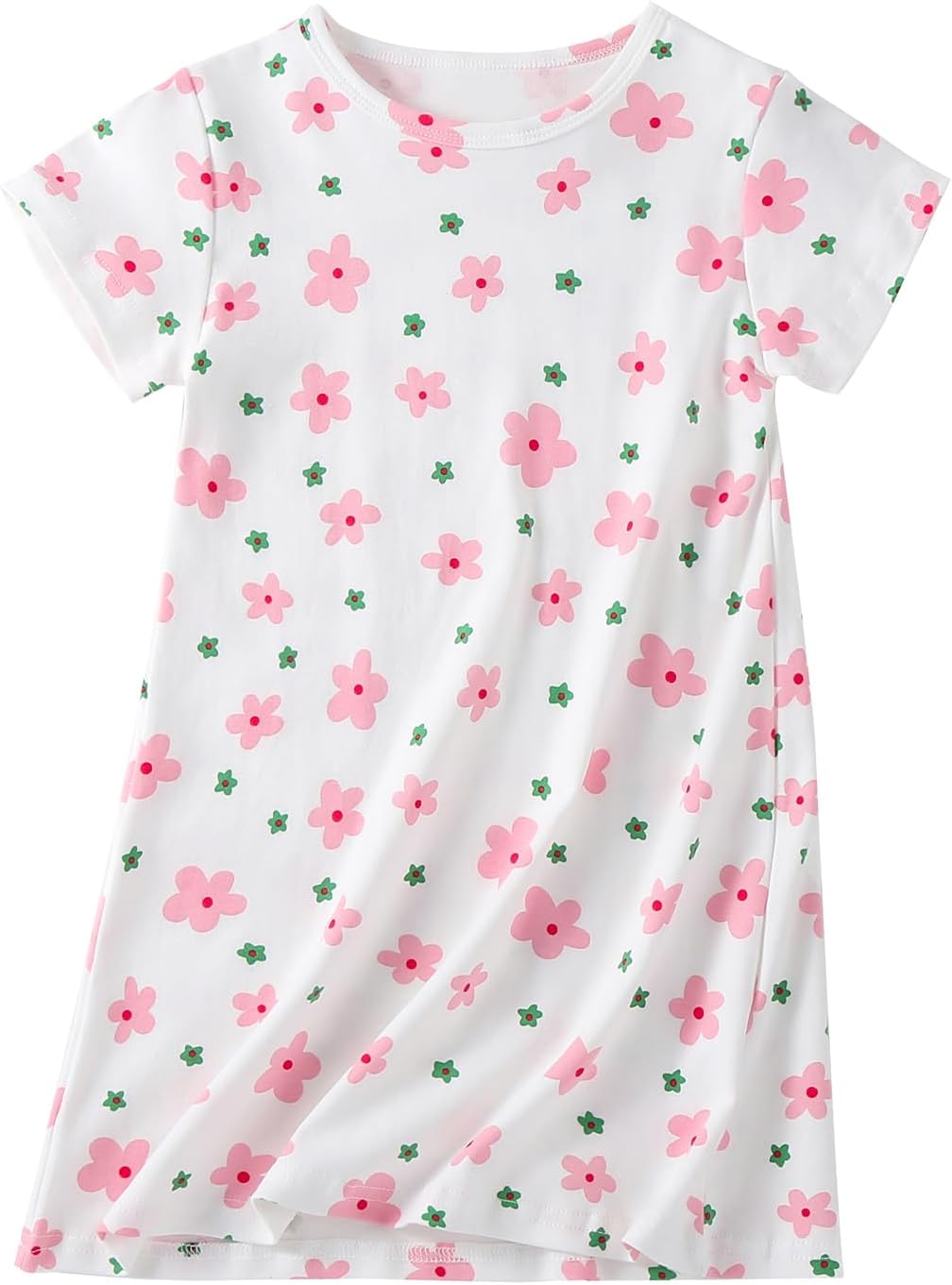 Girl’s Cotton Nightgowns Short Sleeve Princess Sleep Shirts Comfy Nightdress Sleepwear
