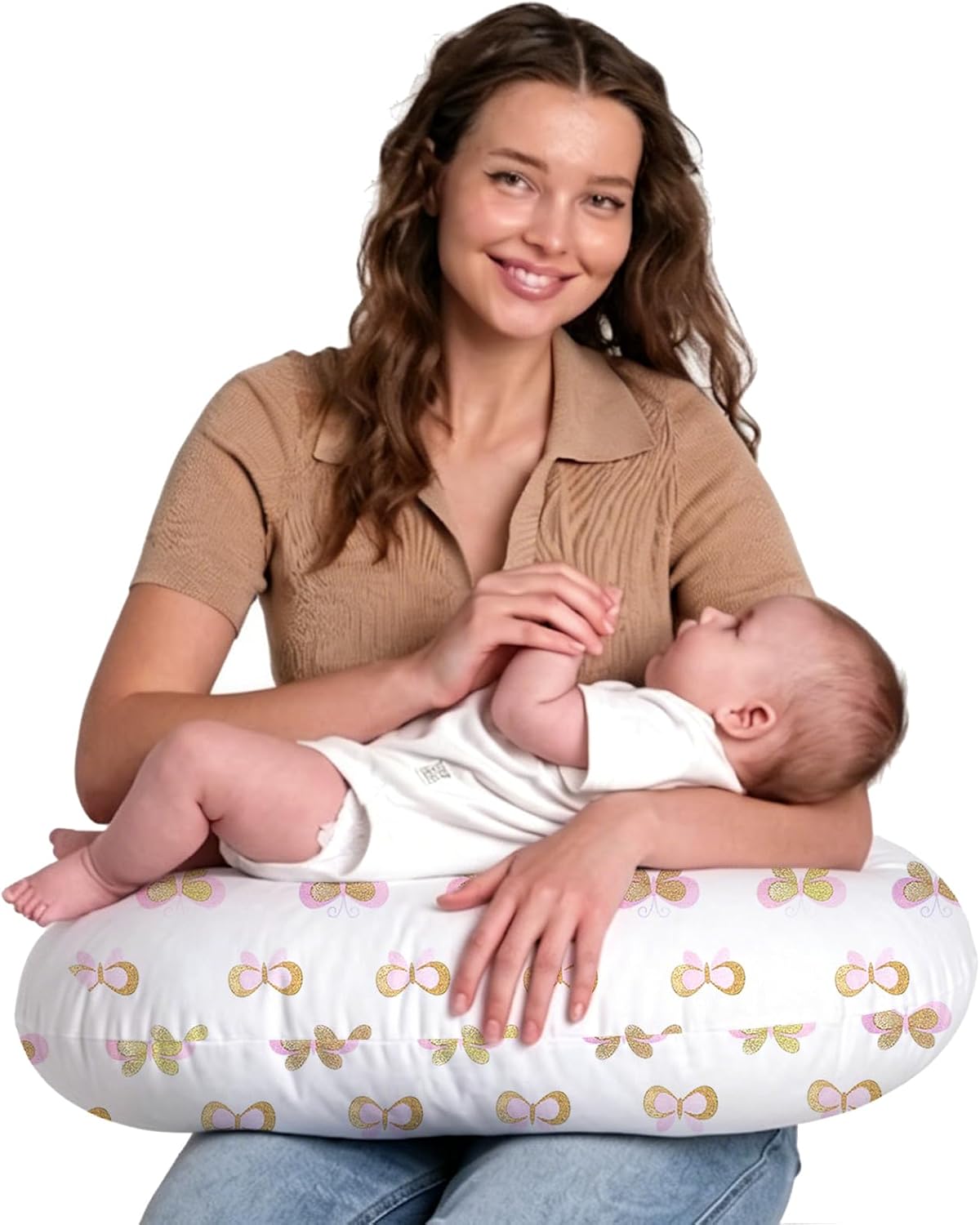 Little Grape Land Nursing Pillow for Infants, Breastfeeding Pillows, Baby Pillow for Nursing, Bottle Feeding with Machine Washable Cover & Breathable Filling