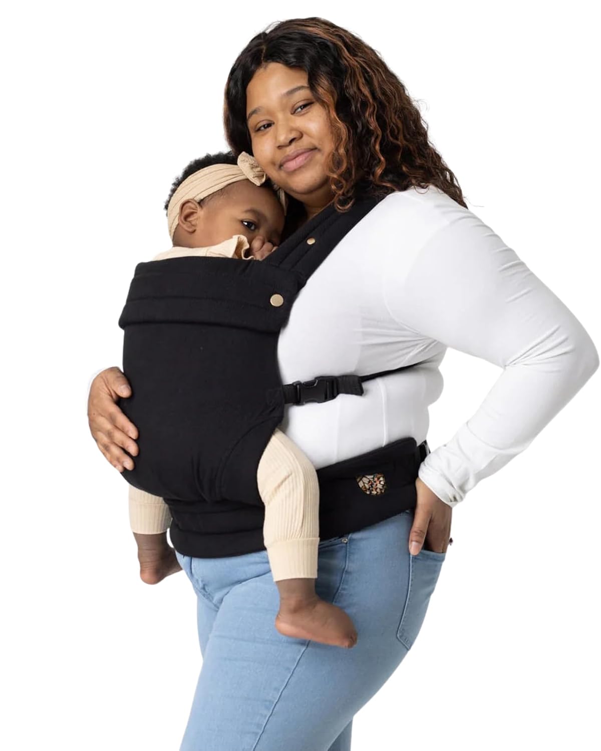 Mabē Monarch Ergonomic Baby Carrier – Premium Cotton Soft Structured Newborn to Toddler Carrier with Hip-Healthy Design, 3 Carry Positions (7-35lbs), Lightweight & Breathable, (Ebony)