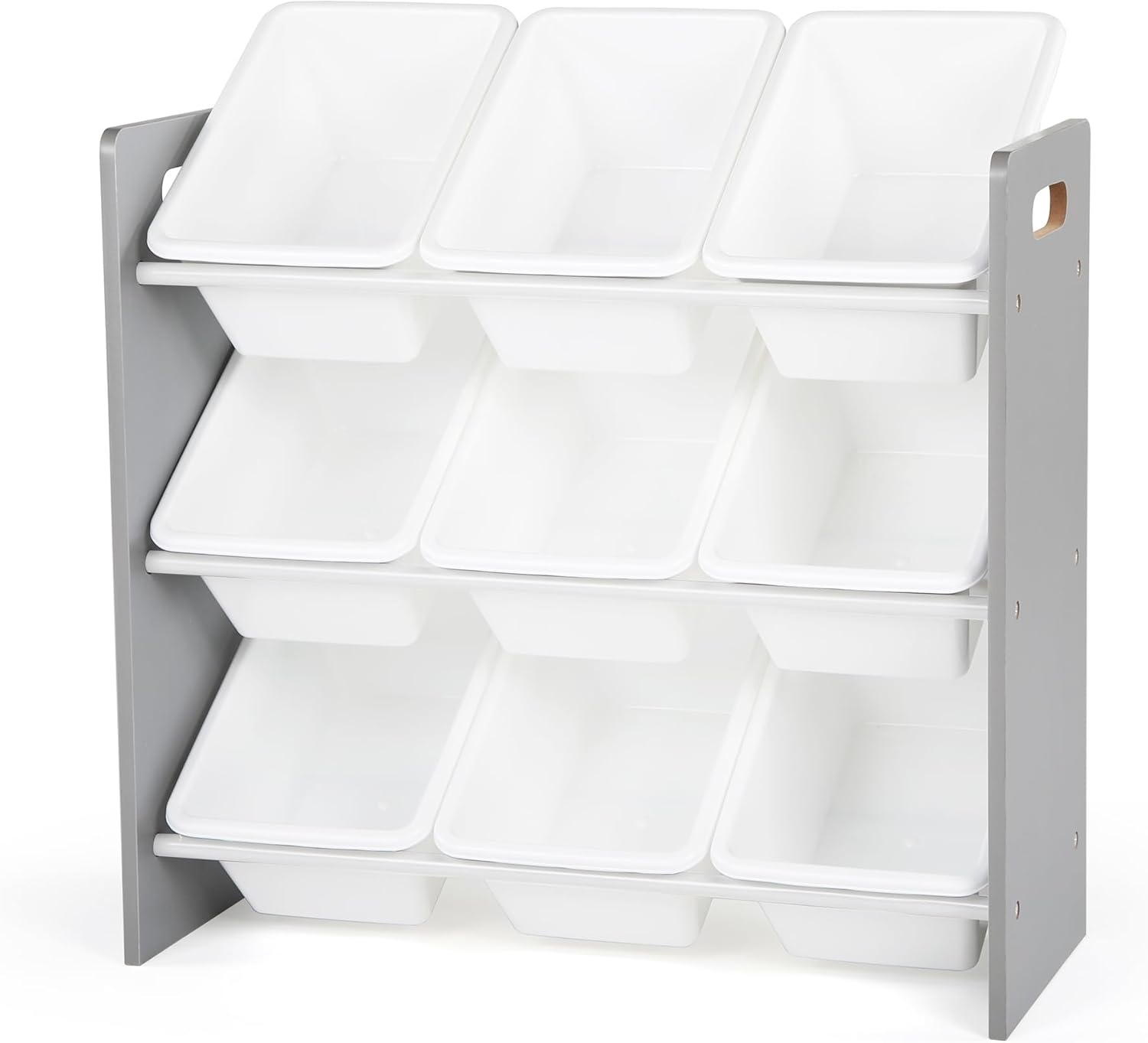Humble Crew Toy Storage Organizer with 9 Removable Storage Bins for Kids Playroom, 3-Tier Toddler Toy Organization and Storage, Grey/White