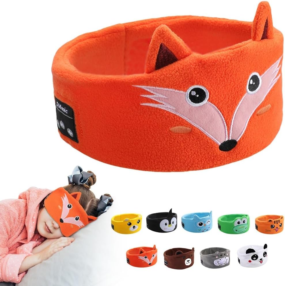 Kids Wireless Headphones, Over Ear Headphones for Children & Toddlers, with Thin Speakers & Super Soft Fleece Headband (Fox)