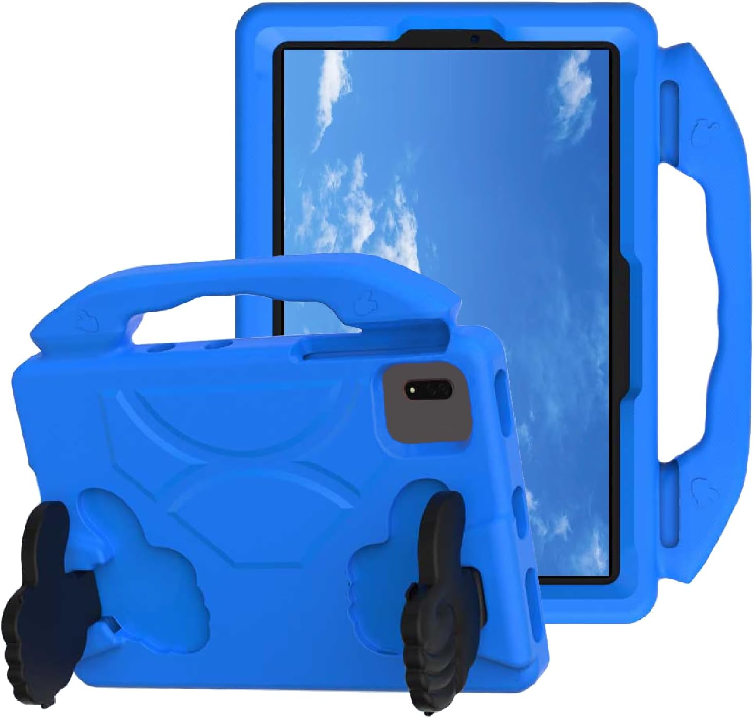 for Samsung Galaxy S9/S9FE/S8/S7 11″ Kids Tablet Case EVA Material Light Weight Shockproof Rugged Heavy Duty Thumb Kickstand Kids Case for Lenovo M11 Xiaomi PDA 5/6 Redmi Pad SE (Blue)