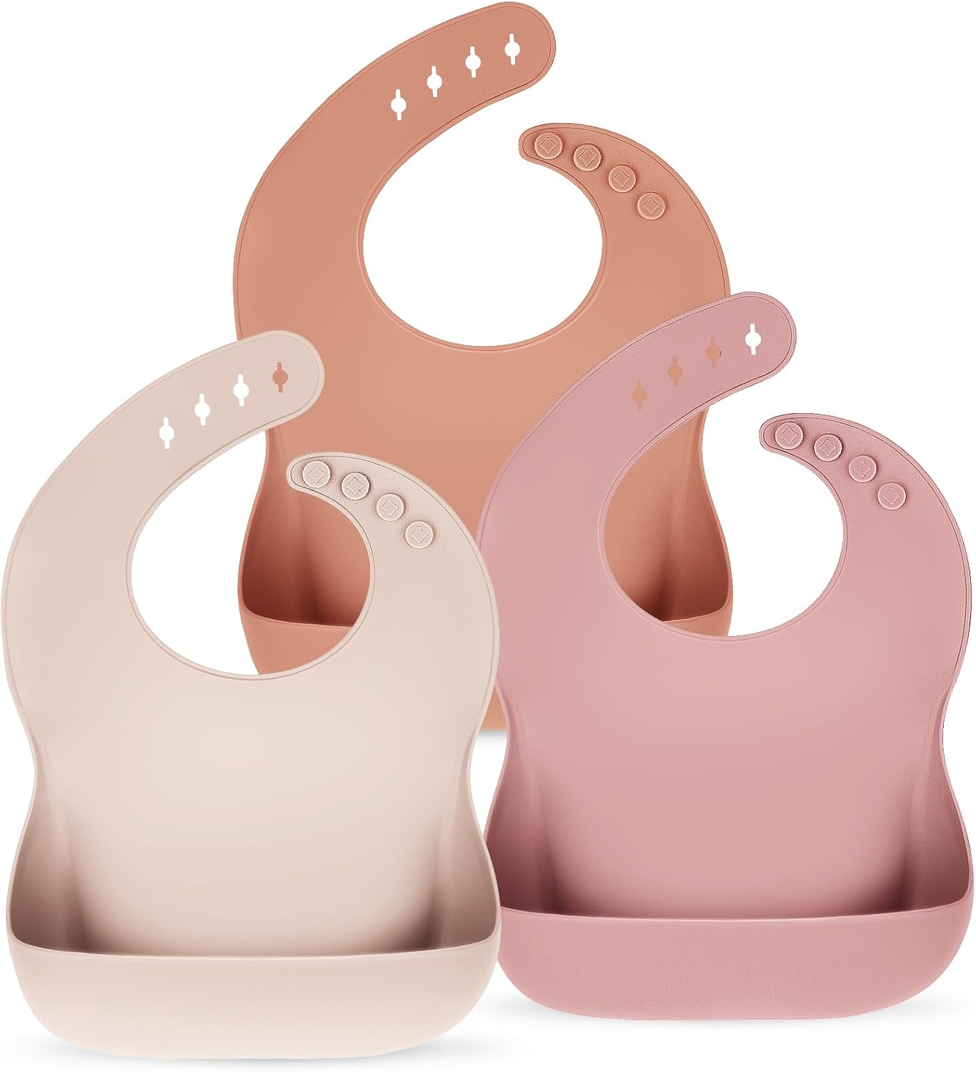 Eascrozn Silicone Bibs for Babies Toddler Set of 3, BPA Free, Soft Adjustable Waterproof Bibs for Feeding Essentials
