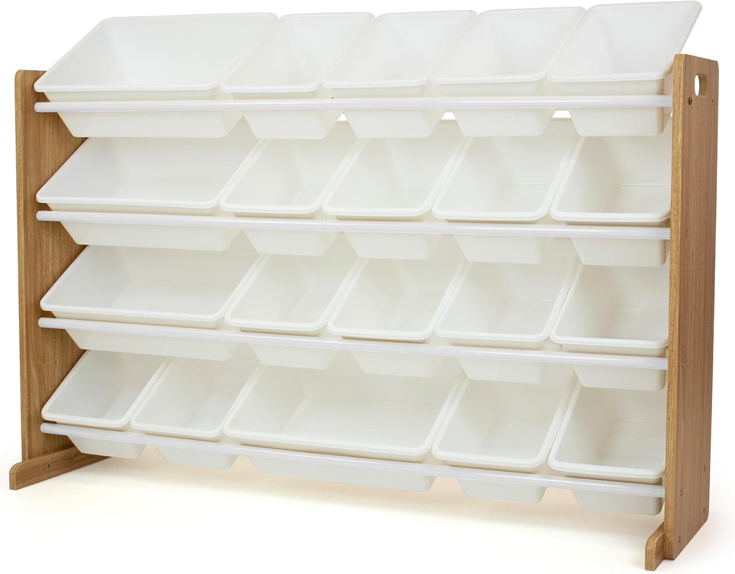 Humble Crew Toy Storage Organizer with 20 Removable Storage Bins for Kids Playroom, 4-Tier Toddler Toy Organization and Storage, Natural/White