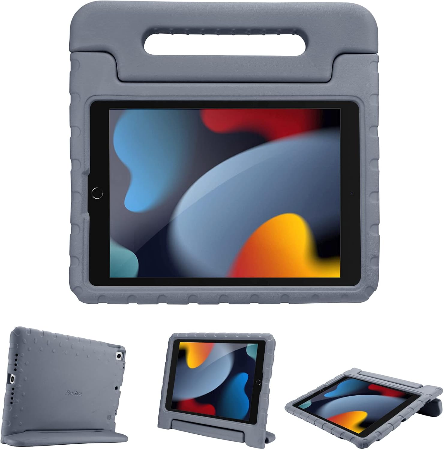 ProCase Kids Case for iPad 9th Generation/iPad 8/iPad 7, iPad 10.2 Case 2021 2020 2019/iPad Air 10.5/iPad Pro 10.5 Kids Case, Shockproof Lightweight Case with Convertible Handle -Grey