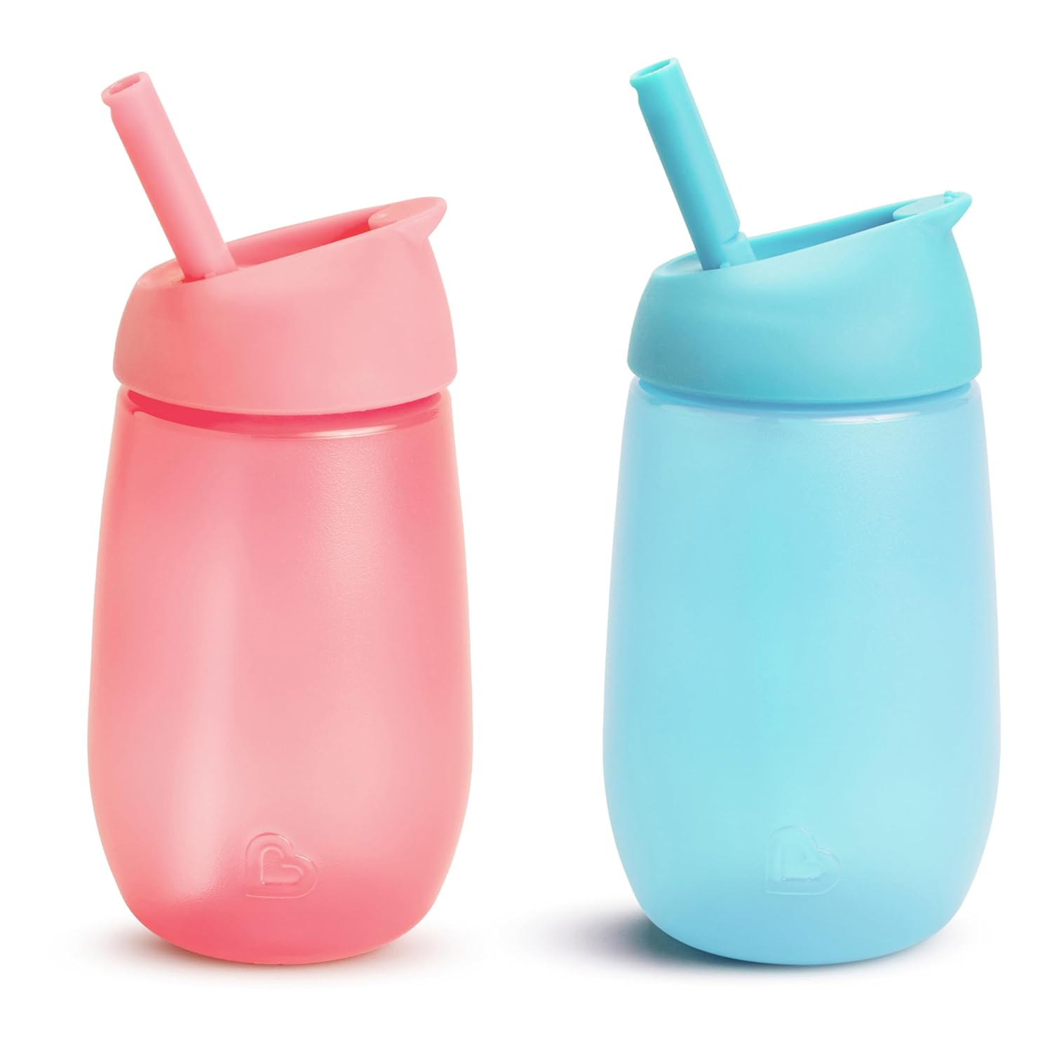 Munchkin Simple Clean Straw Cups for Toddlers 1-3, with Peel Open Straw for Easy Cleaning, Spill Proof Sippy Cup for Kids 12+ Months, 10 Ounce, 2 Pack, Pink/Blue