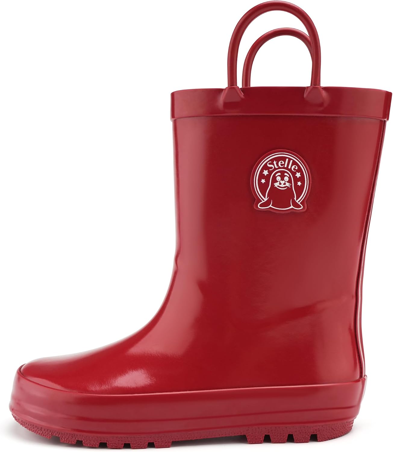 Stelle Kids Rain Boots for Boys Girls Waterproof Natural Rubber Toddler Rainboots Easy On Handles Non-Slip Sole