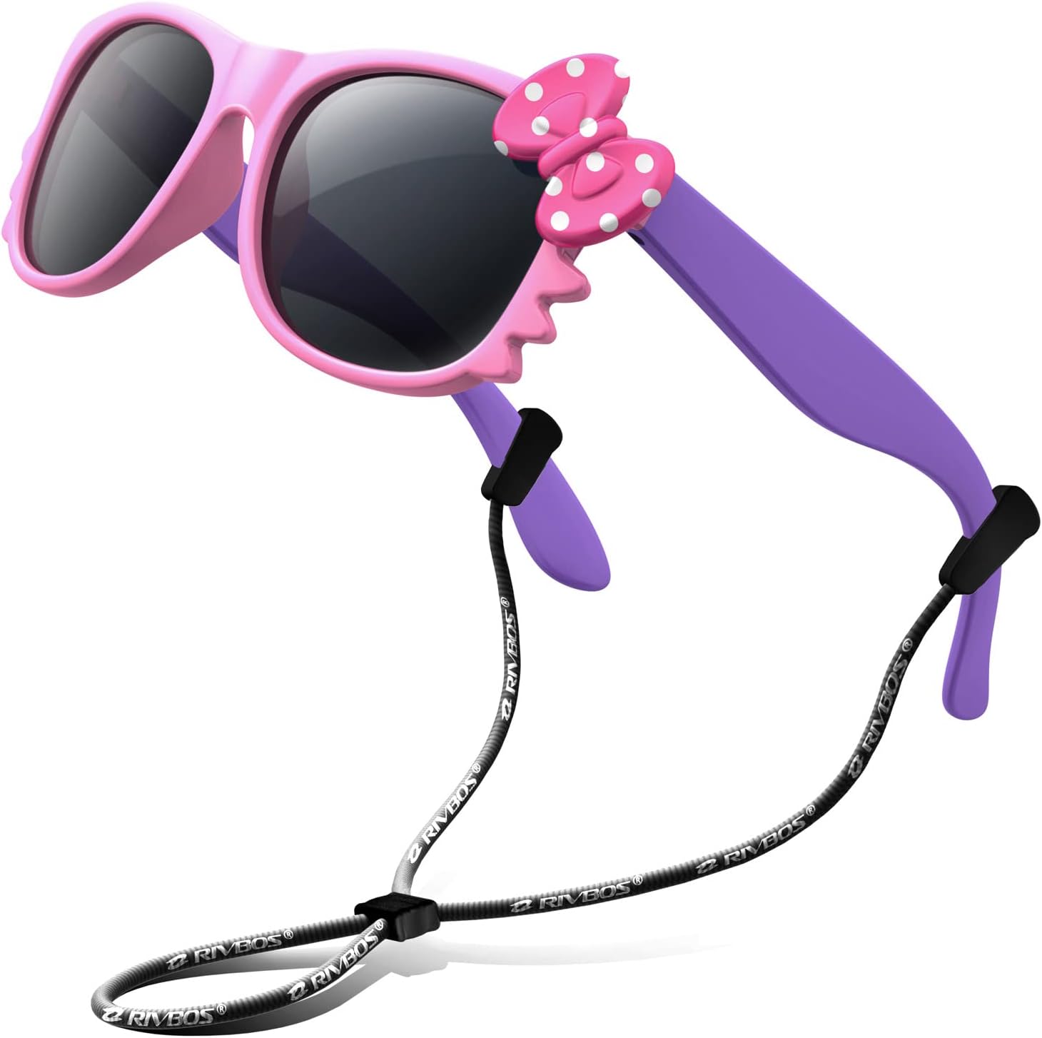 RIVBOS Kids Sunglasses for Girls Boys with Strap Polarized UV Protection Flexible Rubber Shades RBK002