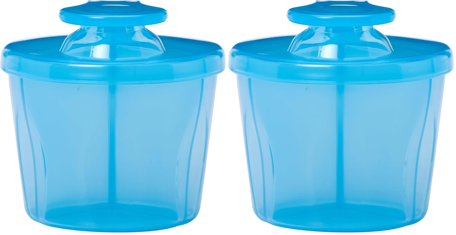 Dr. Brown’s Baby Formula Dispenser with Snap-On Lid for On-the-Go Feedings,Milk Powder Dispenser for Traveling with Infant,Blue (Pack of 2)