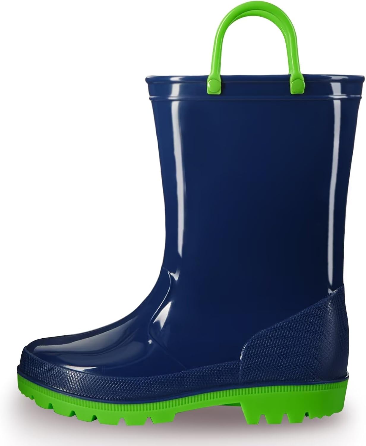 EUXTERPA Boys Girls Waterproof Rain Boots Kids Toddler Solid Color Boots with Easy On Handles