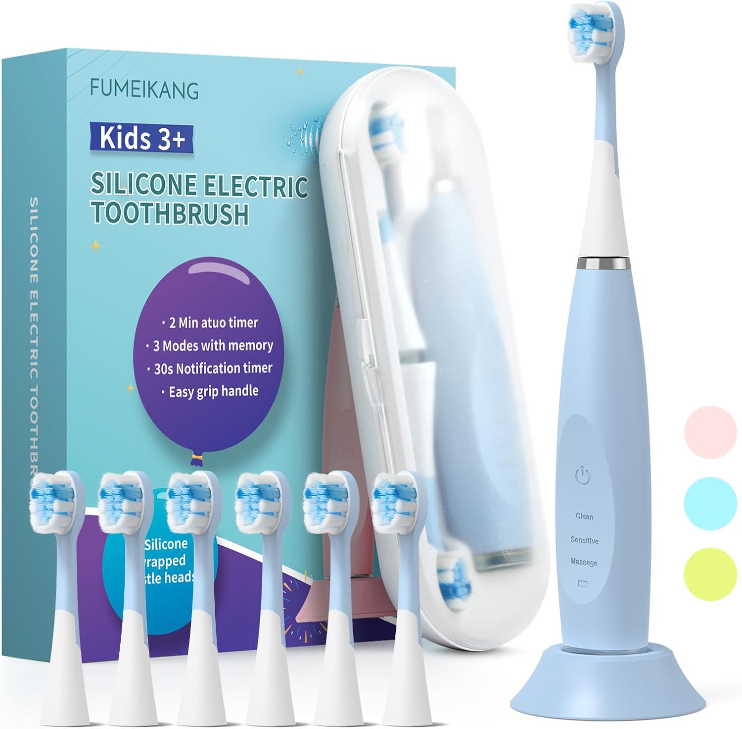 Kids Electric Toothbrushes Sonic Rechargeable Tooth Brush Gifts for Boys and Girls Smart Timer Power Toothbrush – Blue 3 4 5 6 7 8 9 10 11 12 (Blue)