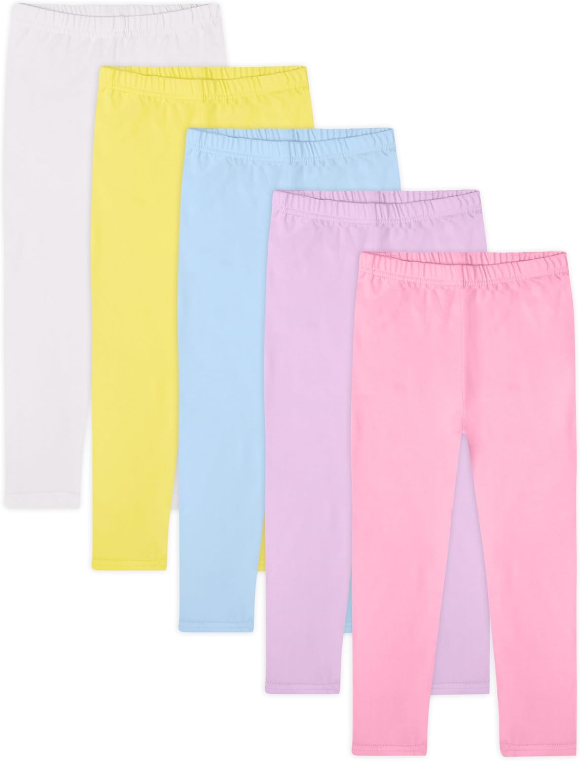 FEQO 5 Pack Toddler and Baby Girls Cotton Leggings Pants Full Length Basic Leggings Stretchy Legging Tight Pants