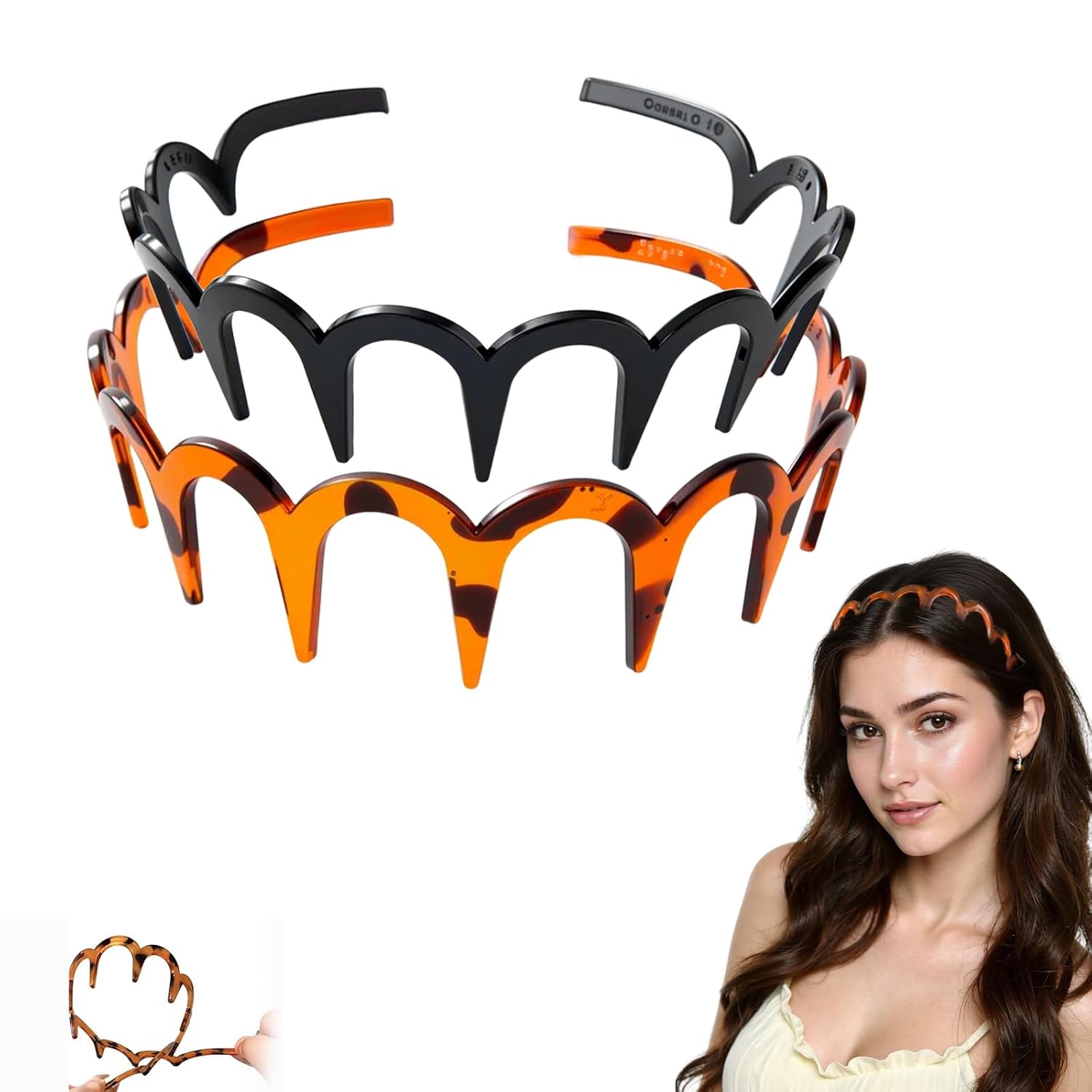 2026 New 2PC U Shape Fashion Tooth Hair Comb Headband, High Cranium Head Bands for Women’s Hair, Zig Zag Headbands for Women, Wavy Teeth Hairs Hoop for Women Girls Hairs Accessory Styling (Mix 2, M)