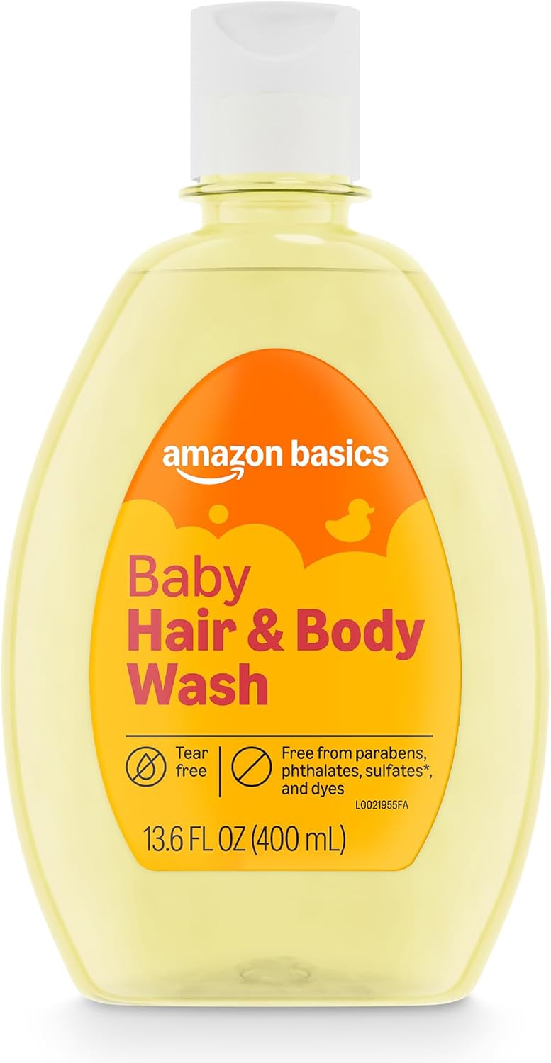 Amazon Basics Tear-Free Baby Hair and Body Wash, Lightly scented, 13.6 Fluid Ounce, 1-Pack, Packaging May Vary