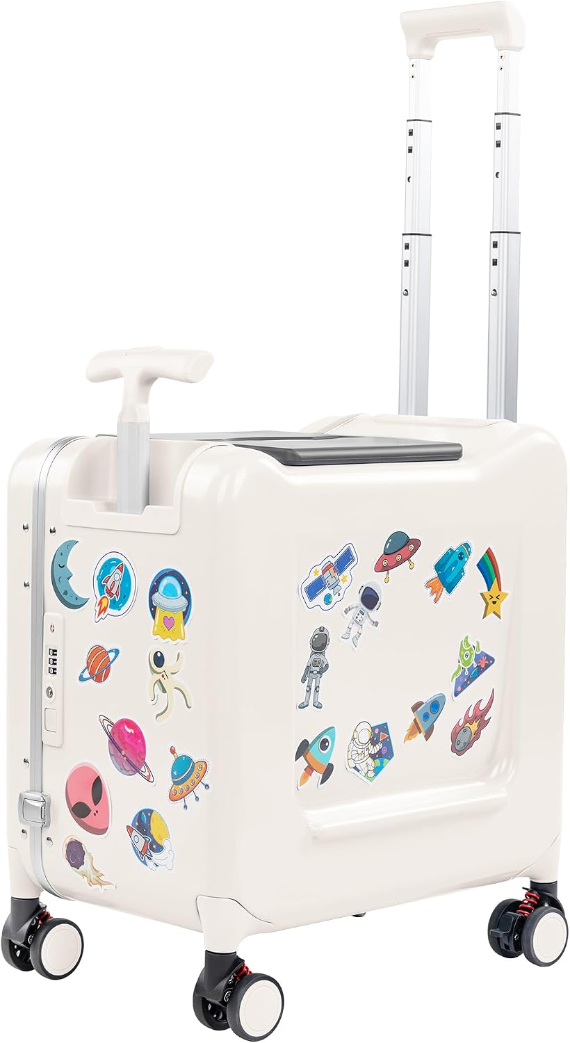 20″ Ride-On Suitcase for Kids Lightweight Carry-On Luggage with Detachable Seat&Dual Telescoping Handles&360°Silent Spinner Wheels & TSA Lock