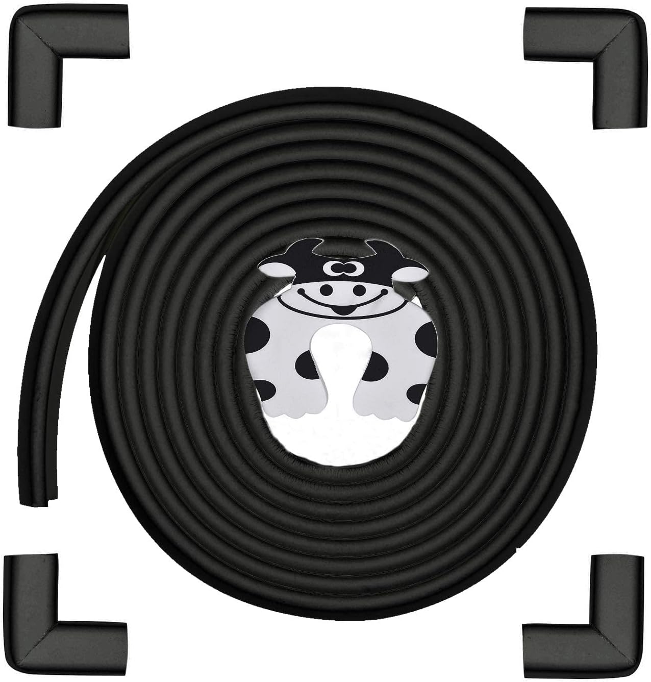Baby Proofing Edge and Corner Guards, (16.4ft Edge + 4 Corners) Safety Furniture Bumper, Baby Corner Protector for Fireplace, Table, Stair, Cabinet, 3M Adhesive, Black