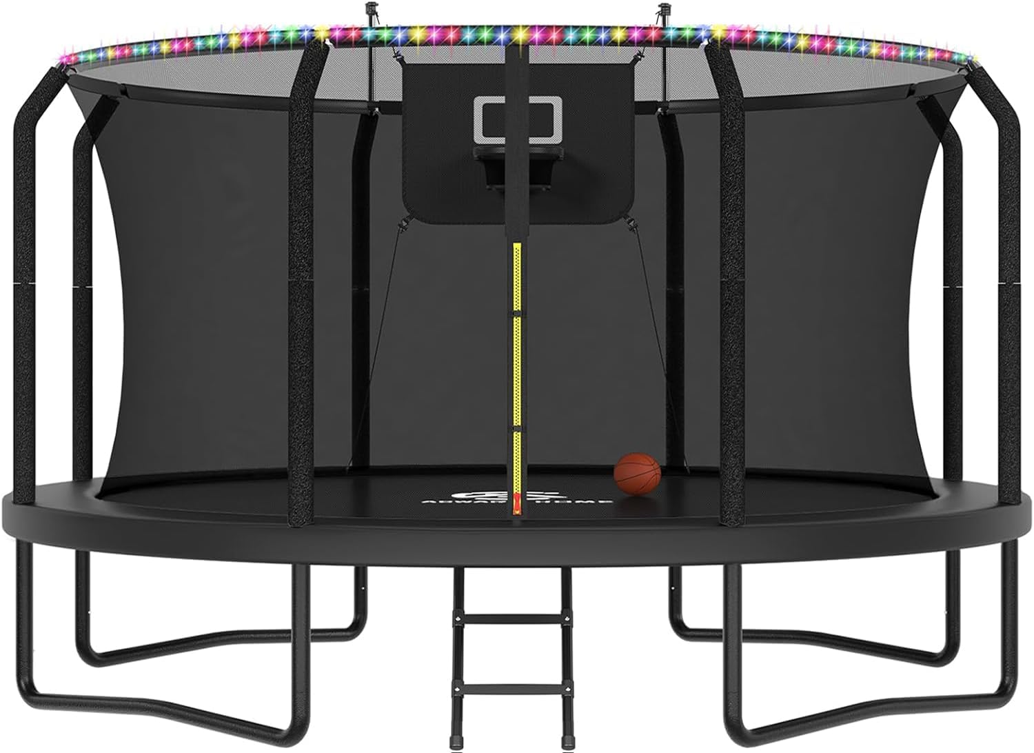 ACWARM HOME Trampoline Outdoor 8FT 10FT 12FT 14FT 15FT 16FT Trampoline with Basketball Hoop and LED Lights, Recreational Trampolines for Kids and Adults with Enclosure Net & Ladder, ASTM Approved