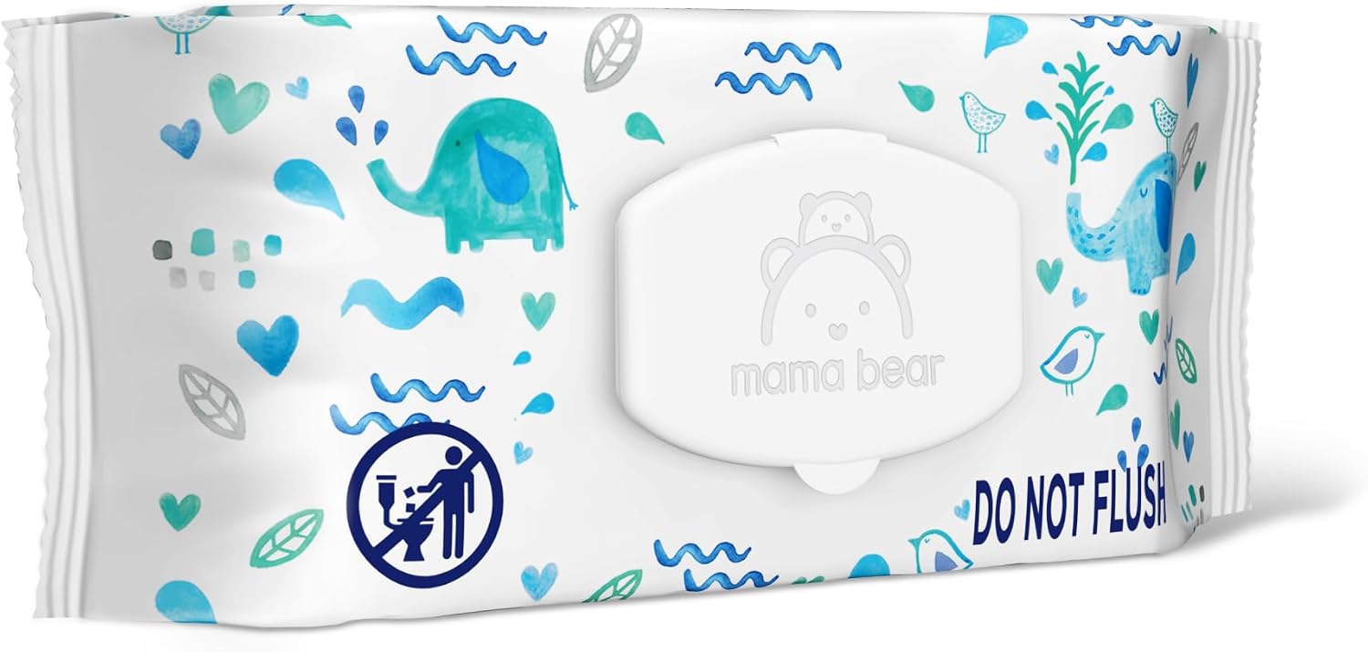 Amazon Brand – Mama Bear 99% Water Baby Wipes, Hypoallergenic,formulated without Fragrance, 72 Count