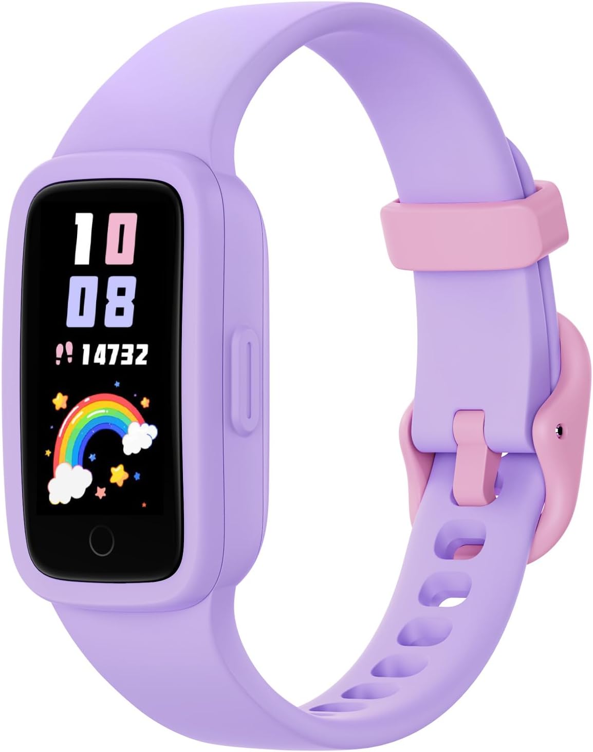 BIGGERFIVE Vigor 3 Kids Fitness Tracker Watch, AMOLED Screen, No App No Phone Needed, 3ATM Waterproof, Heart Rate and Sleep Monitor, Pedometer Watch, Sports Step Counter for Girls Ages 5-15, Lilac