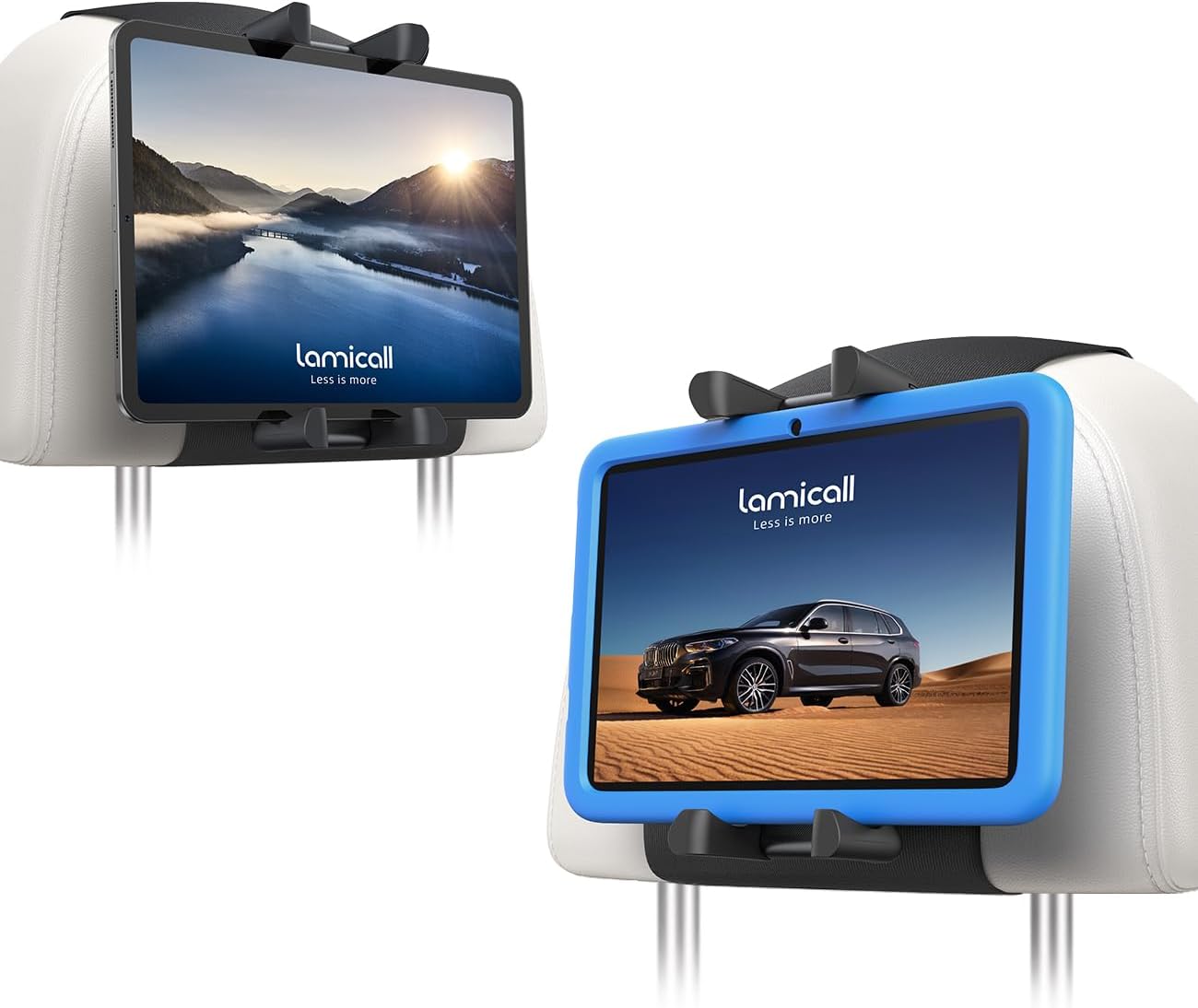 Lamicall 2 Pack Tablet Holder for Car Headrest – [Thick Case Friendly] Car Tablet Mount for Backseat, Road Trip Essentials for Kids, for iPad Pro, Air, Mini, Galaxy, Fire HD, 6.1-13″ Tablets