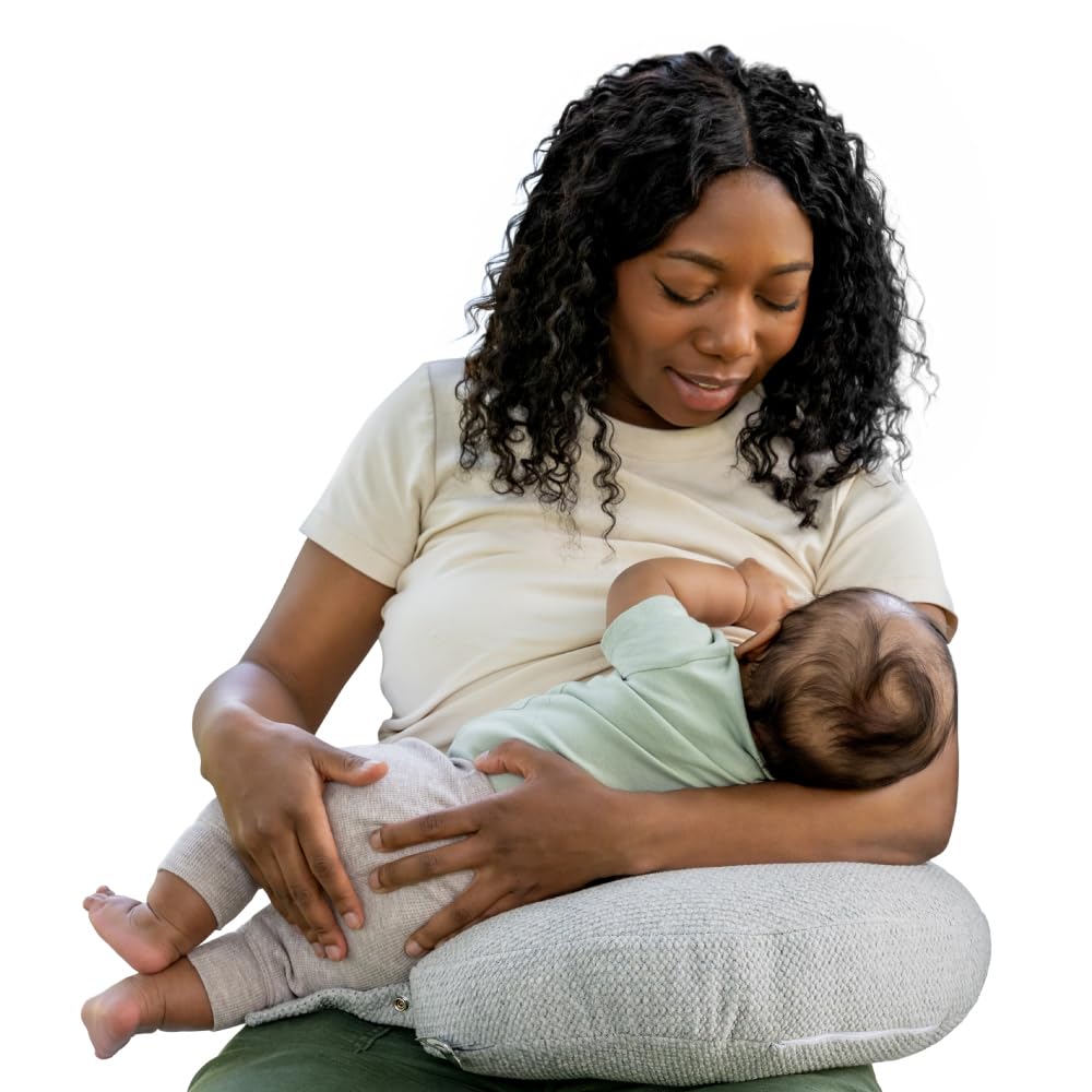 Boppy Anywhere Travel Nursing Pillow – Compact, Ergonomic Bottle & Breastfeeding Pillow with Snap & Loop Hanging Closure and Firm Hypoallergenic Fill, Baby Safety Alliance Verified