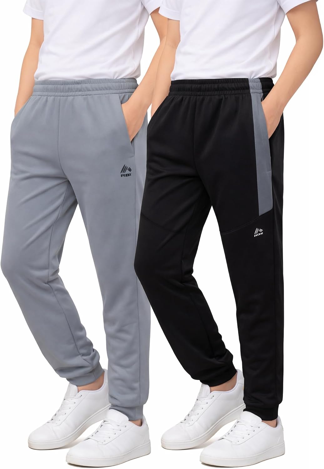 RBX Boys Sweatpants – 2 Pack Performance Tricot Boys Joggers with Elastic Waist & Pockets – Soft Stretch Kids Athletic Pants