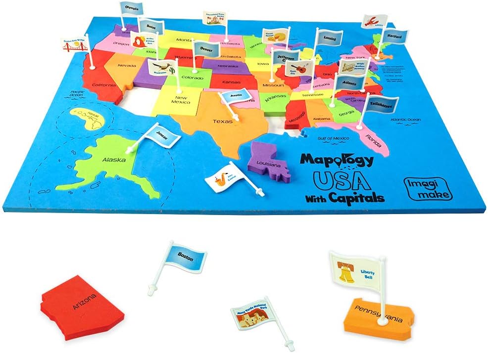 Imagimake Mapology USA Map with Capitals | Learning States and Capitals | US Geography Games | Jigsaw Puzzles for Kids Ages 8-10 | Educational Gifts for Kids Age 5,6,7,8,9,10,11,12,13,14,15