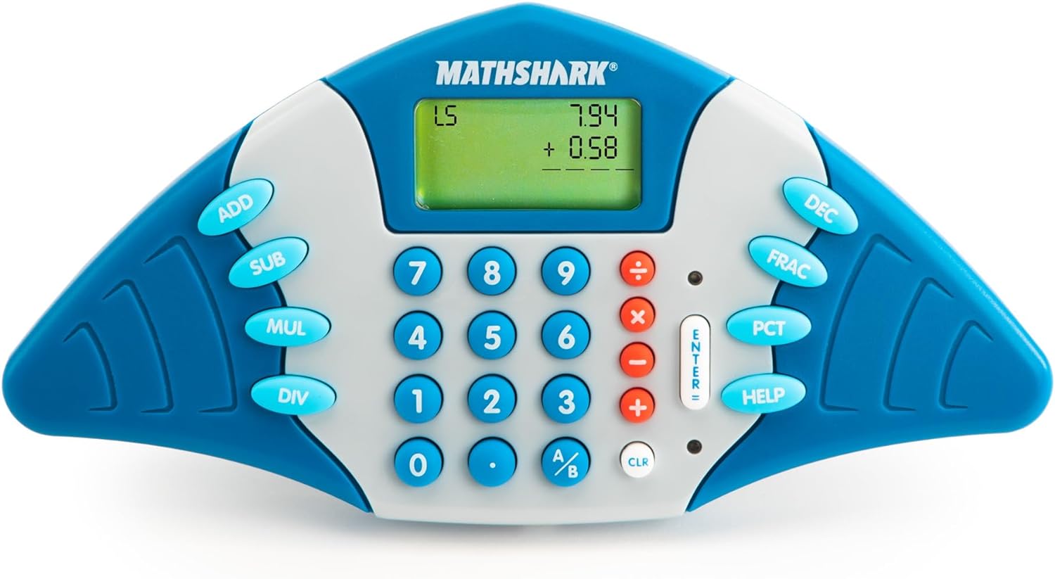 Educational Insights MathShark – Electronic Math Games for Kids Ages 6-8, Handheld Math Game, Addition and Subtraction Toys, Multiplication and Division Games for First Graders, Kids Learning Game