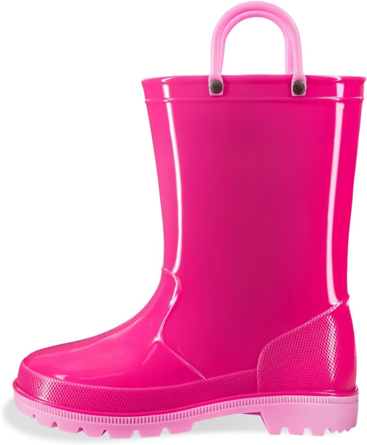 EUXTERPA Boys Girls Waterproof Rain Boots Kids Toddler Solid Color Boots with Easy On Handles