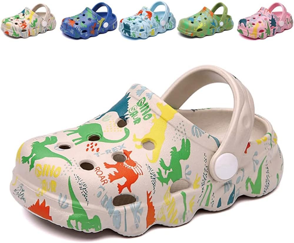 Kids Clogs Boys Girls Toddler Dinosaur Slip on Slide Garden Shoes Cartoon Beach Pool Kids Clog Sandals Slippers Water Clogs