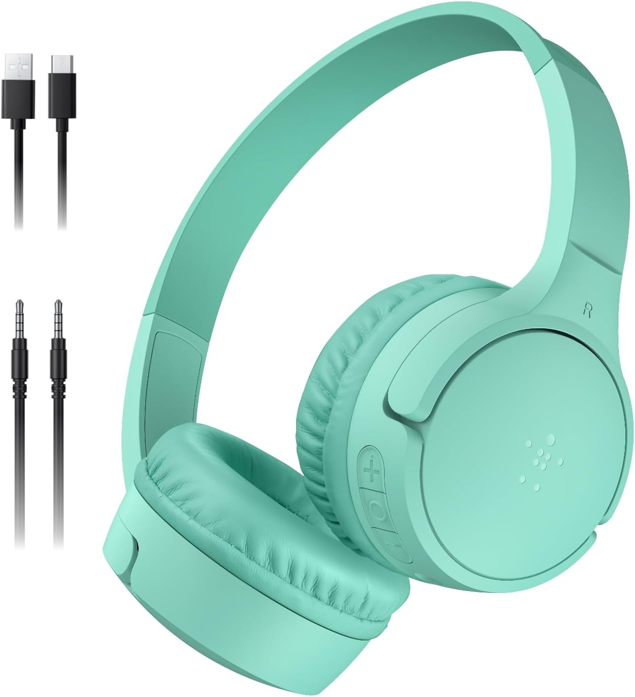 Belkin SoundForm Mini Bluetooth Kids Headphones, On Ear, 30H Battery Life | Toddler headphones, 85dB volume limiter, built-in mic, wired connection option, iPad, Android tablet, school