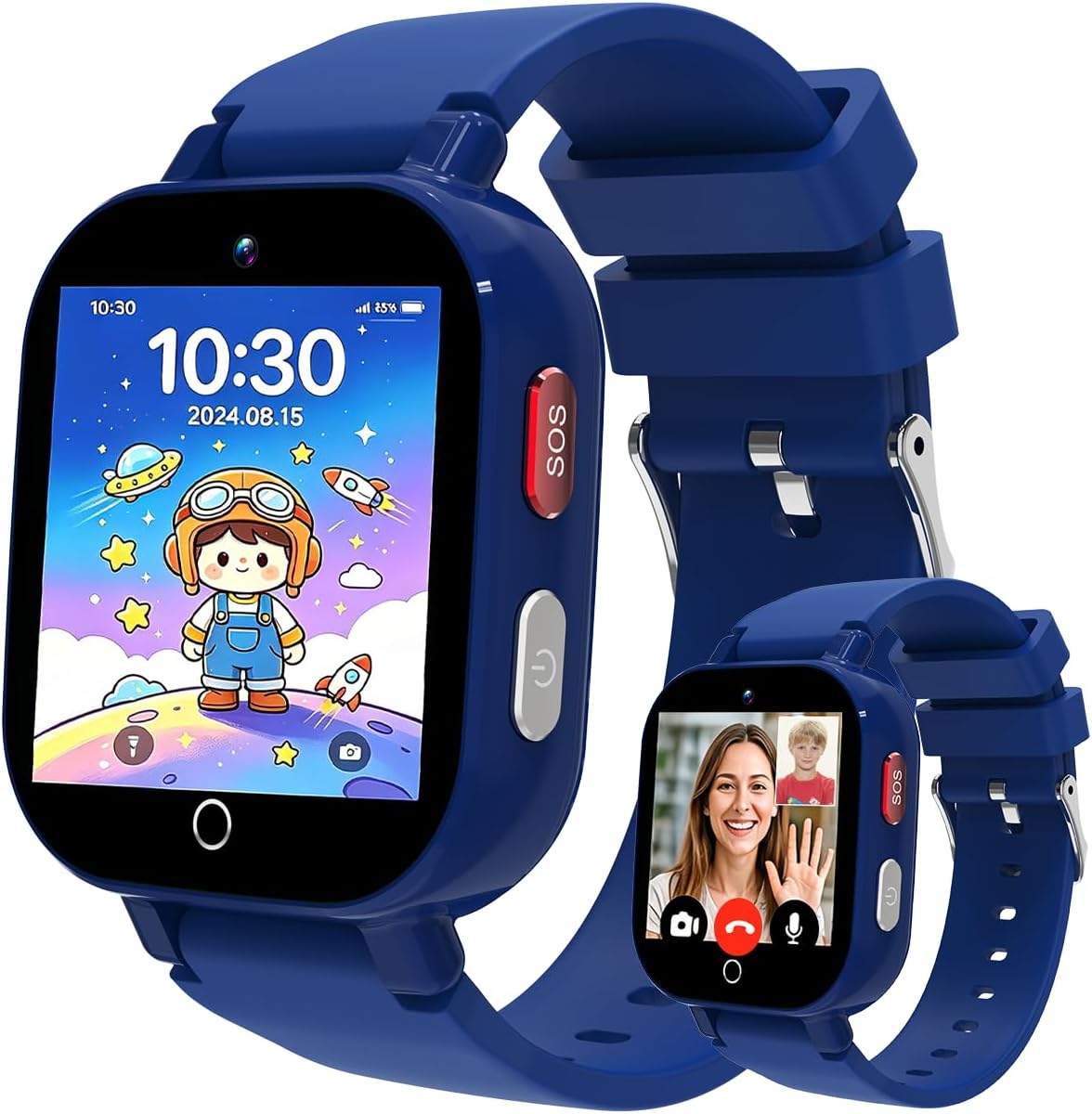 4G Kids Smart Watch with GPS Tracker, Video & Voice Call, SOS, WiFi, IP68 Waterproof, AI Smart Features, Parental Control Phone Watch for Boys Girls Age 4-12(SIM Card Included)