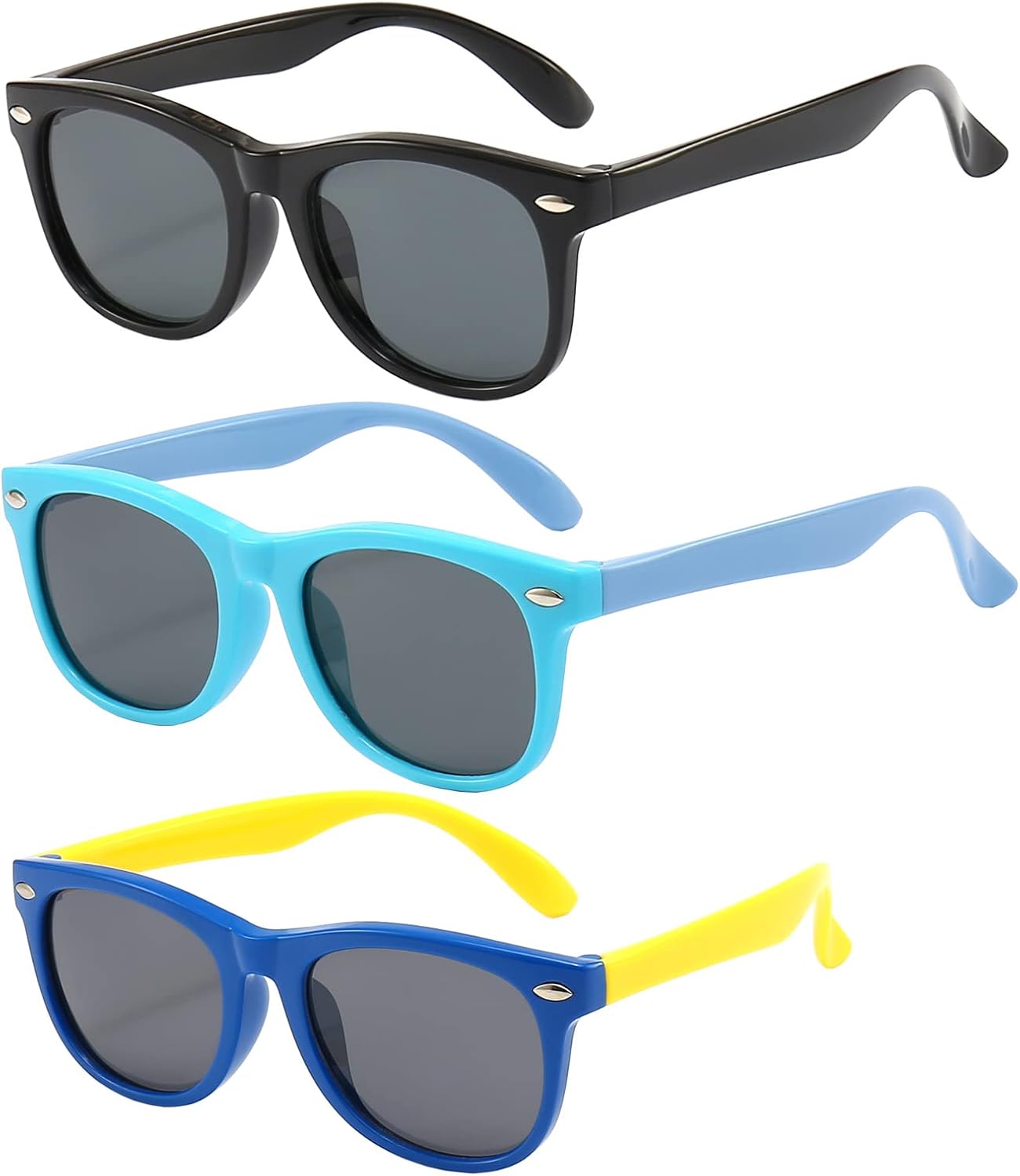FANNYGO 3 Pack Kids Sunglasses for Boys Girls Kid children’s Polarized Sunglasses Age 3-10