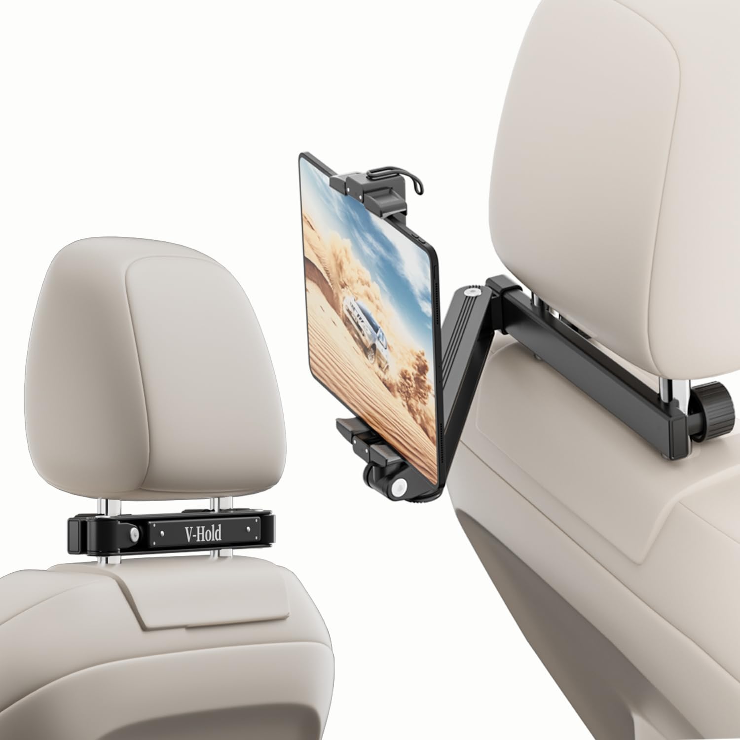 Foldable Tablet Car Holder for Backseat, Adjustable Car Headrest Tablet Holder, Road Trip Essentials for Kids. Back Seat iPad Mount for 4.7-11″ Devices