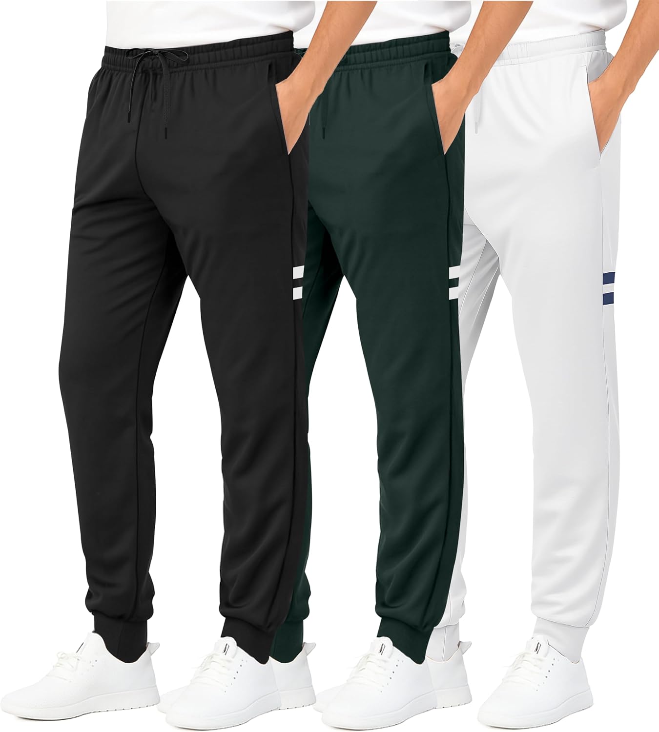 Real Essentials 3 Pack: Boys’ Athletic Jogger Sweatpants – Kids Teens Youth Active Sports Pants with Pockets (Sizes 5–18)