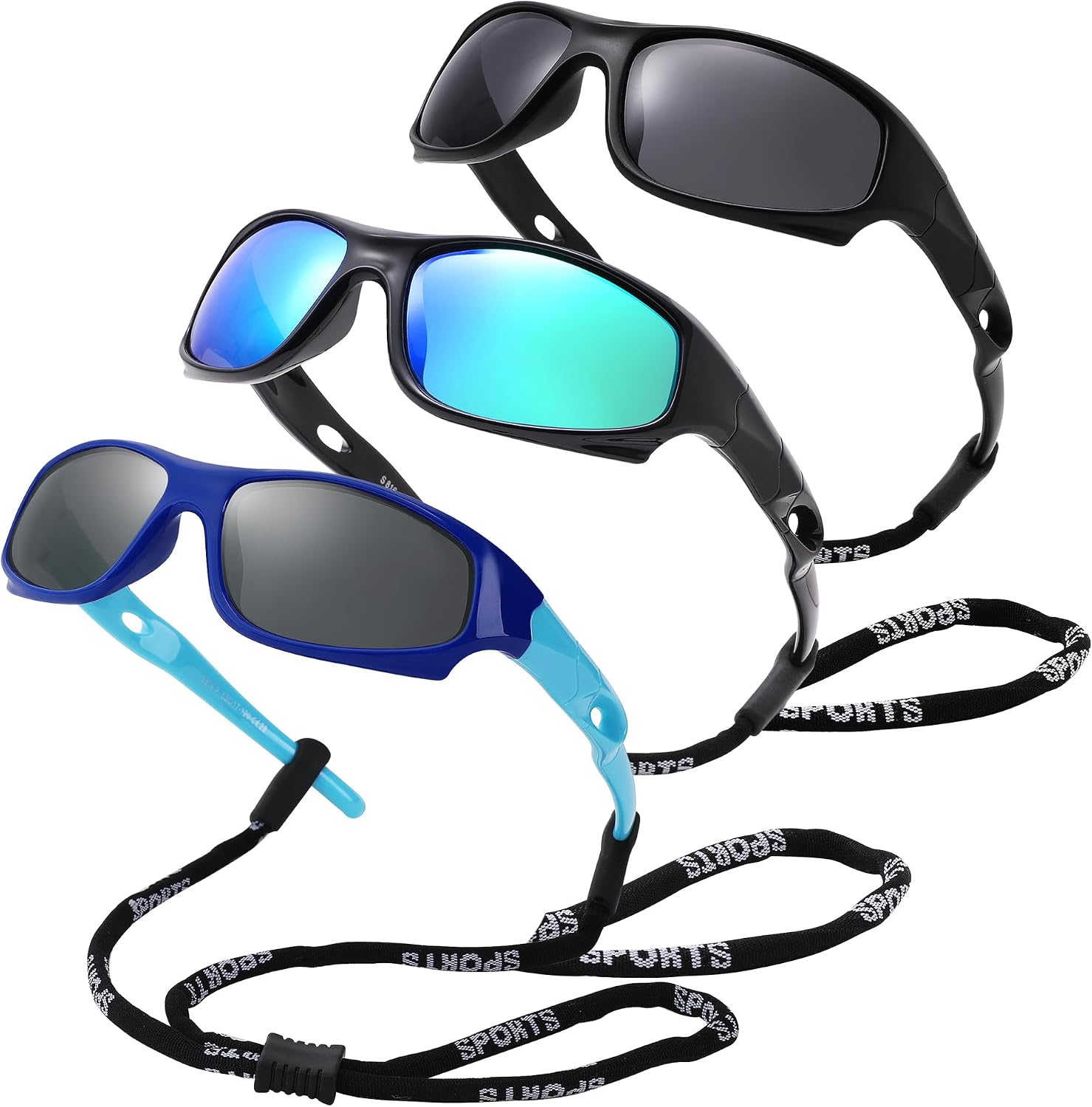 Pro Acme Kids Sunglasses for Boys Girls, Polarized Sports Youth Sunglasses with Strap for Kids Ages Color 3-12