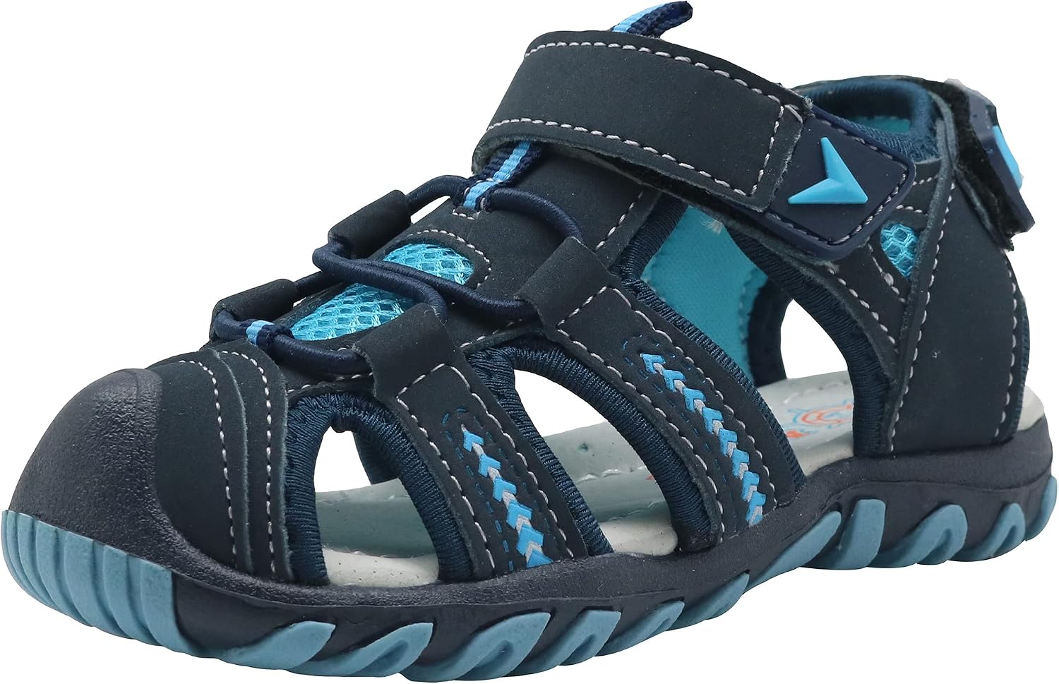 Apakowa Kids Boys Girls Soft Sole Close Toe Sport Beach Water Sandals | Toddler/Little Kid,Protective Toe,Hook & Loop Closure,Elastic Laces,Non-slip Soft Outsole