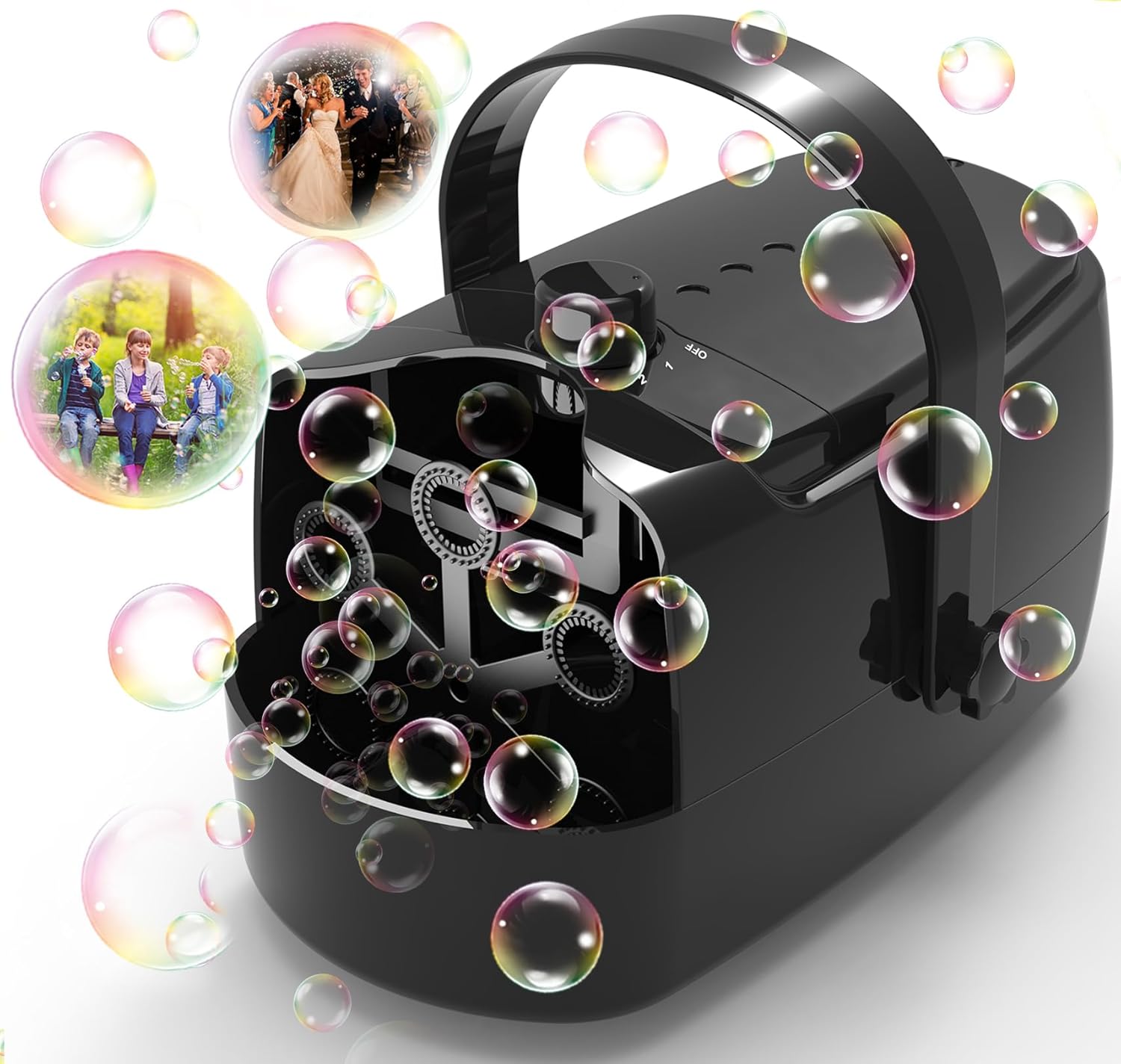 Zerhunt Durable Bubble Machine for Party: 3 Power Modes for Non-Stop Fun – 18000+ Bubbles Per Minute High Output 30 Mins Bubbles per Refill – Kids Safe Auto-Stop for Outdoor Backyard Birthday