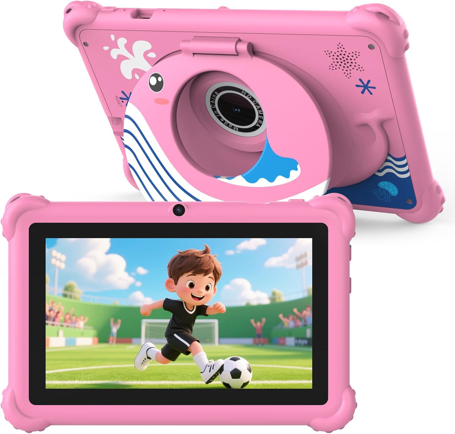 Kids Tablet 7 inch Android Tablet for Kids Toddler, Eye protection IPS Screen, 4GB RAM 32GB ROM, Bluetooth Wifi, Children Tablets With Parental Controls, Dual Camera, Fine Case for Educational Gaming.