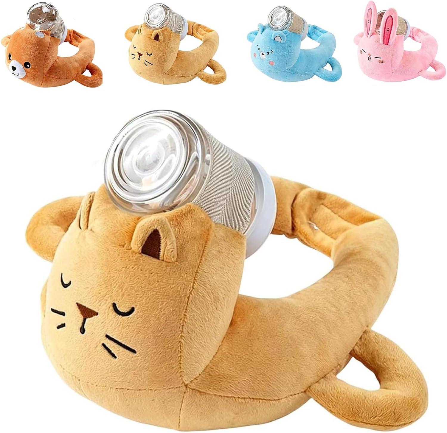 New Bottle Holder Pillow Plush for Self Feeding, Hands Free Feeding Nursing Assistant, Ergonomic Support Cushion, Machine Washable (Orange)